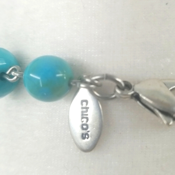 Chico's Turquoise & Silver Southwest Long-line Necklace Cowboy Native Western - Picture 3 of 8